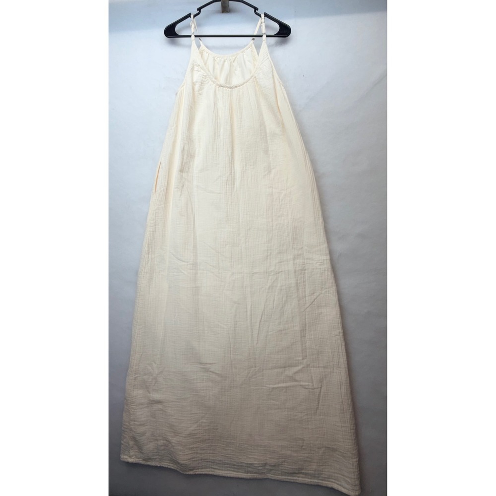 Quince Organic Cotton Gauze Sleeveless Maxi Dress Cream White Small - Picture 5 of 10